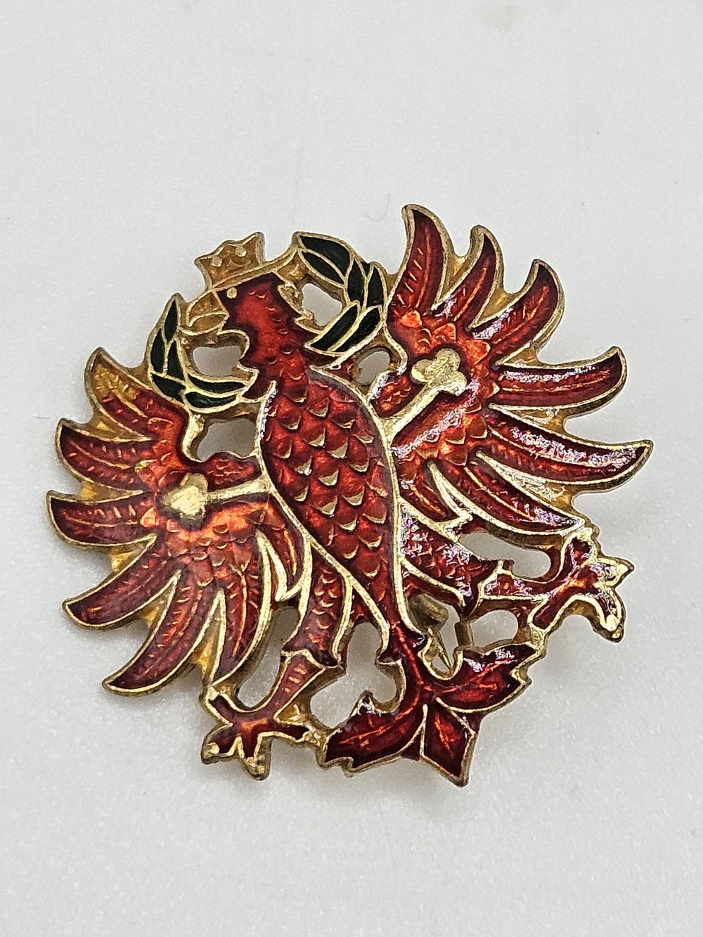 VINTAGE WWI Austria Hungary Empire Eagle of Tirol Tyrol Enamel Cap Badge Pin VTG